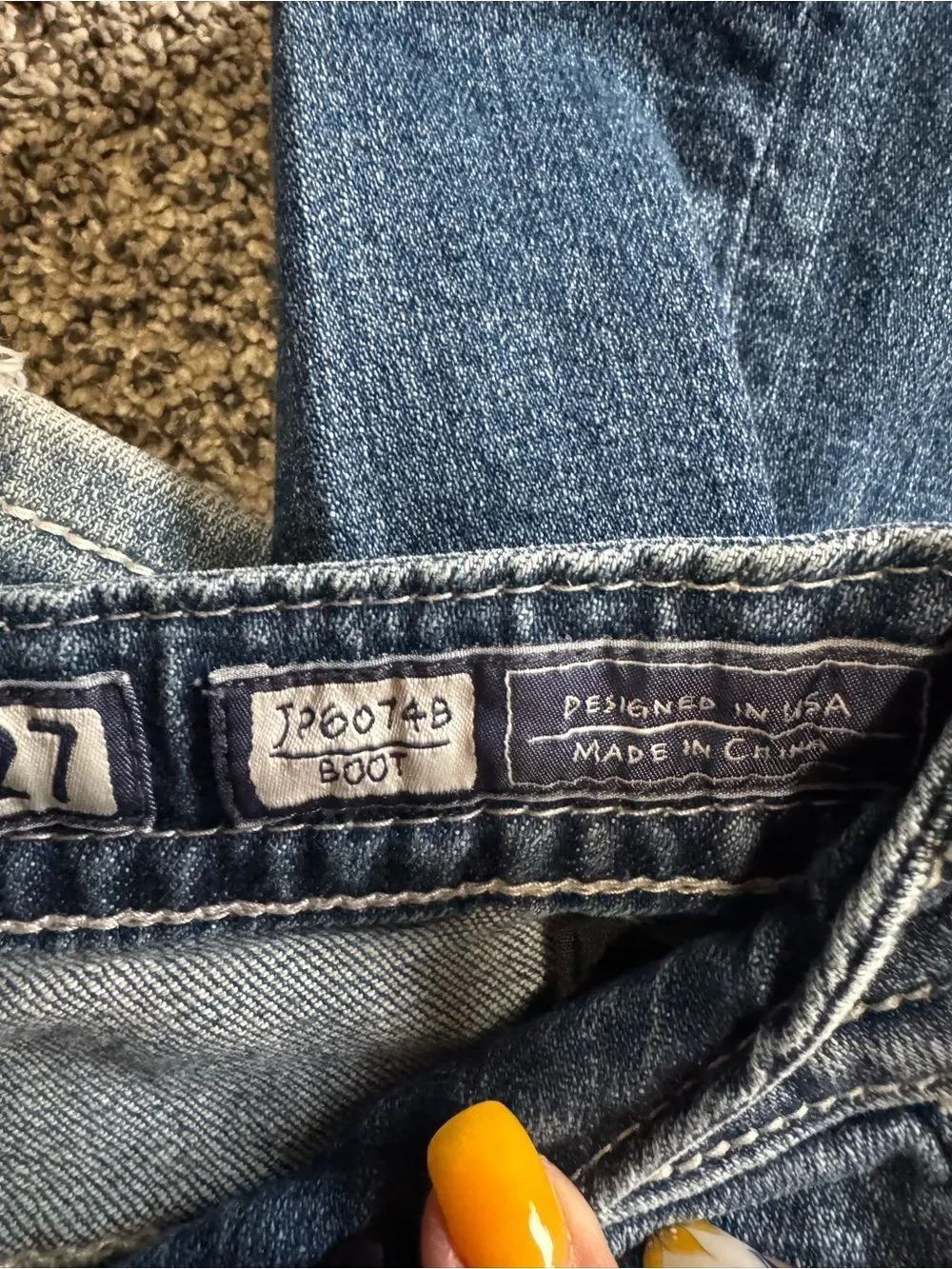 Miss Me Dark Blue Boot Cut Jeans with Embroidered Cross Pockets